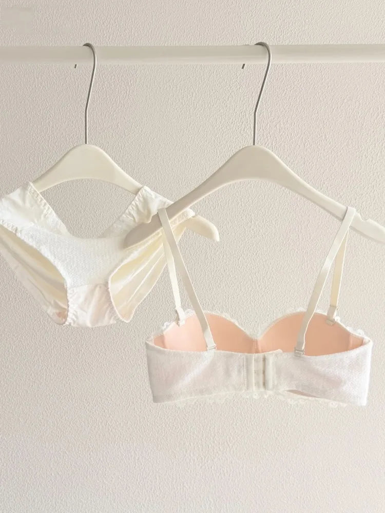 YEMOMO Lace Sexy Bra Set Padded Push Up Small Bust Lift Shaping Half Cup Concealed Bottom Intimate Underwear Set for Women  S-XL