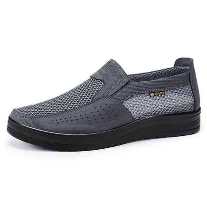 Men Slip On Casual Shoes Mesh Breathable Lightweight Low Cut Cloth Loafers Comfortable Soft Sole Walking Grandpa Shoes Summer