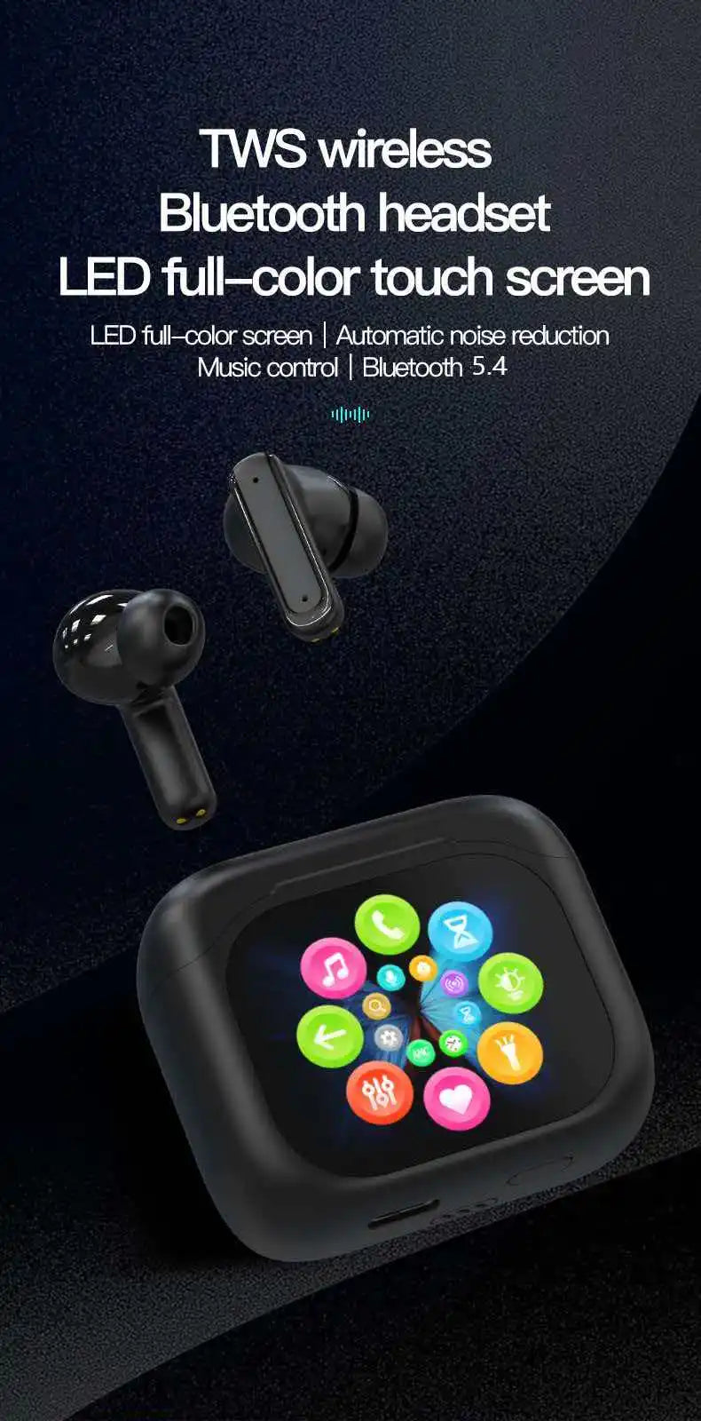 Smart AI Translation Bluetooth Earphones With LCD Display Noise Reduce New Wireless Digital Long Battery Life Display Headphone