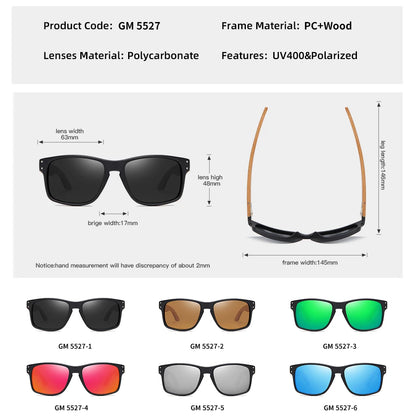 XSW Brand Design Beech Wood Handmade Sunglasses Men Polarized Eyewear Outdoor Driving Sun Glasses Reinforced Hinge 5527