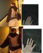 Hot Sweet Sparkling Rhinestone Mesh Transparent Hoodie Y2K Womens Fashion Sexy Backless Oversized Hoodie Casual Pullover Tops
