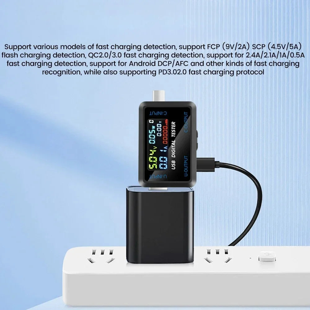 High-end 10 in 1 USB Type-C Voltmeter Ammeter Capacity Tester DC 4.5~36V 0-8A Multiple Fast Charging Automatic Detection