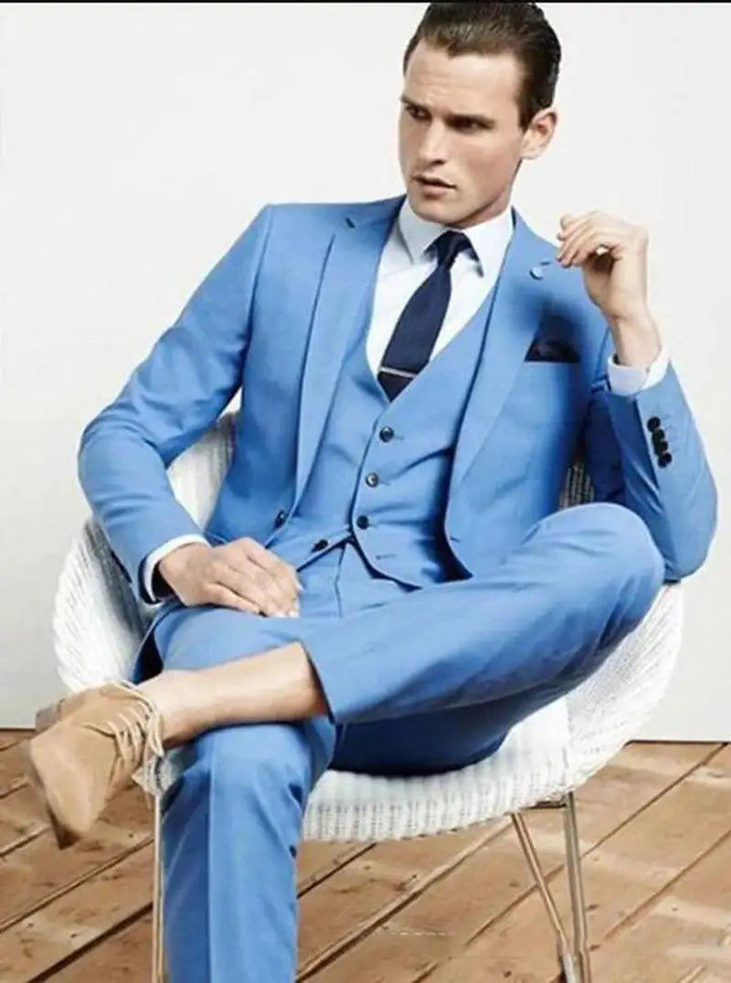Elegant Pink Men's Suits 3 Piece Notch Lapel Casual Tuxedos for Wedding Groomsmen Suits Business Men Suits(Blazer+Vest+Pant)
