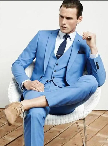 Elegant Pink Men's Suits 3 Piece Notch Lapel Casual Tuxedos for Wedding Groomsmen Suits Business Men Suits(Blazer+Vest+Pant)