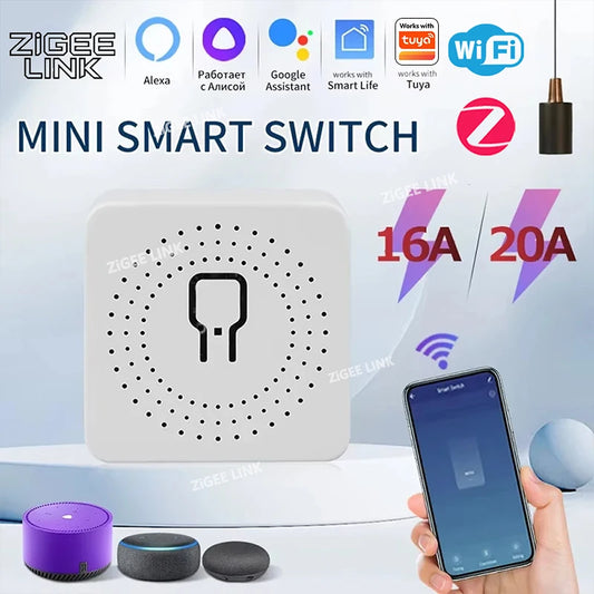 Mini Zigbee 3.0 WIFI Tuya Smart Switch 2-Way Control Relay Breaker Smart Life Home Automation Support Alexa Google Assistant