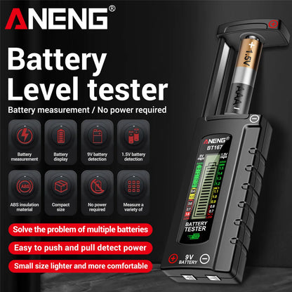 ANENG BT167 household battery level tester does not require power supply to measure D/C/AA/AAA/9V/button battery level detector