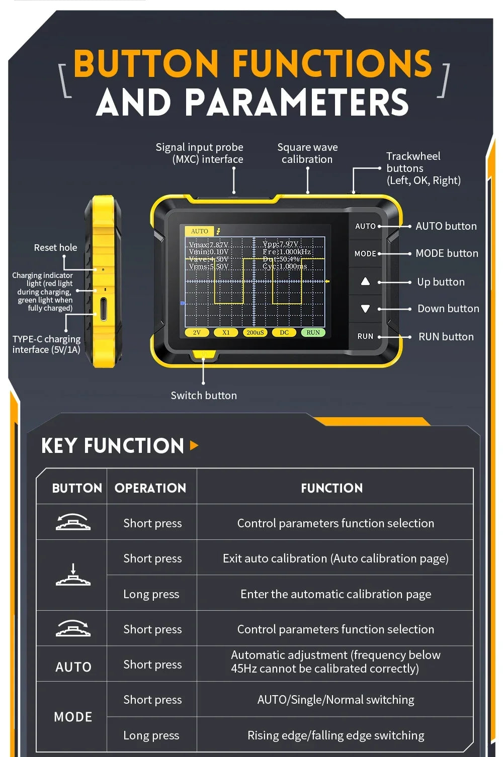 FNIRSI Professional NEW DSO152 Handheld Digital Oscilloscope: 2.5MSa/s Sampling, 200KHz Bandwidth, 800 VPP PWM Output