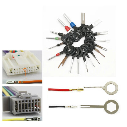 Terminal Removal Tool Kit 21Pcs Electrical Connector Pin Removal Tool Terminal Ejector Kit Depinning Tool for Automotive Car