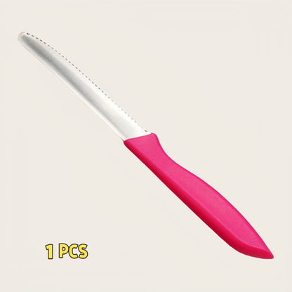 Serrated Steak Knife, Stainless Steel Steak Knife With Pointed Tail Plastic Handle, Multifunctional Kitchen Bread Dessert Knife