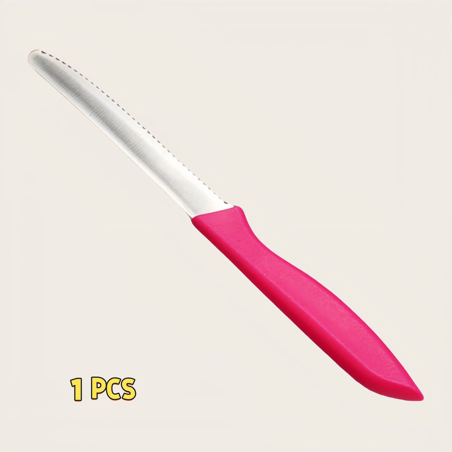 Serrated Steak Knife, Stainless Steel Steak Knife With Pointed Tail Plastic Handle, Multifunctional Kitchen Bread Dessert Knife
