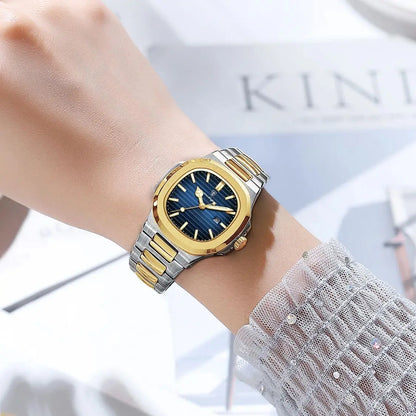 POEDAGAR Fashion Square Watches For Woman Waterproof Luminous Date Ladies Watch Stainless Steel Luxury Quartz Women's Wristwatch