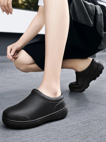 Men's New Vintage Style Casual Slip-On Shoes for Teenagers, Suitable for All Seasons, Waterproof, Ultra-Soft Eva One-Piece Molded Flat-Soled Splash-Proof Loafers, Fishing Shoes