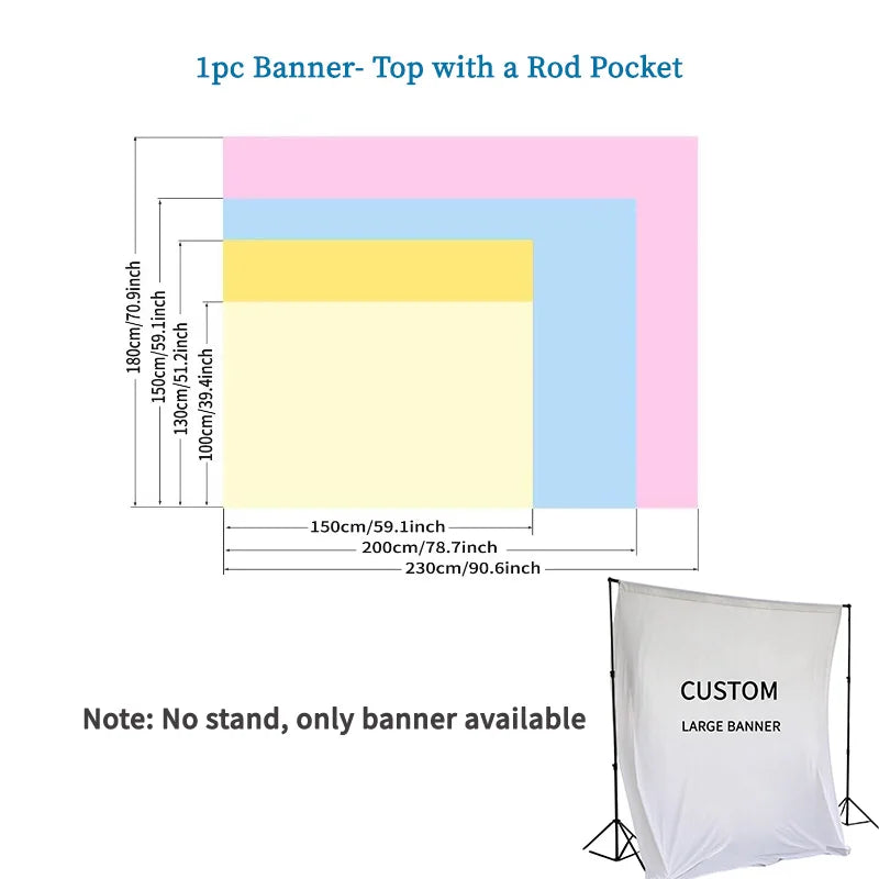 Custom Large Photo/Text/Logo Banner with a Rod Pocket, Ideal for Parties, Birthdays, Weddings - Extra-Large Flag as Backdrop