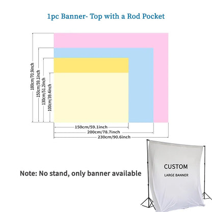Custom Large Photo/Text/Logo Banner with a Rod Pocket, Ideal for Parties, Birthdays, Weddings - Extra-Large Flag as Backdrop