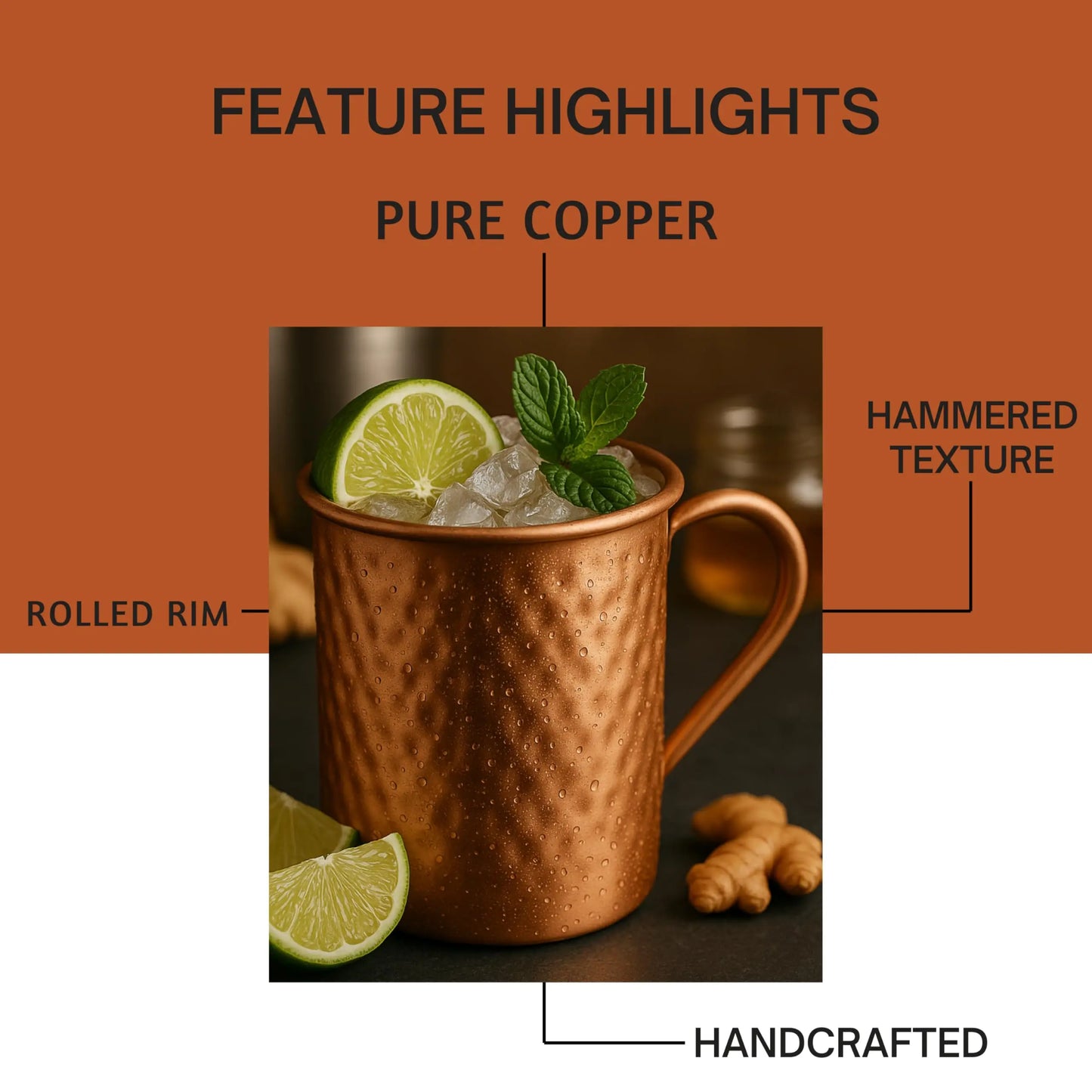 400ml Vintage Pure Copper Cup, Thickened Hammer Texture 100% Copper Breakfast Milk Coffee Mug, Handcrafted Tea Tumbler Drinkware