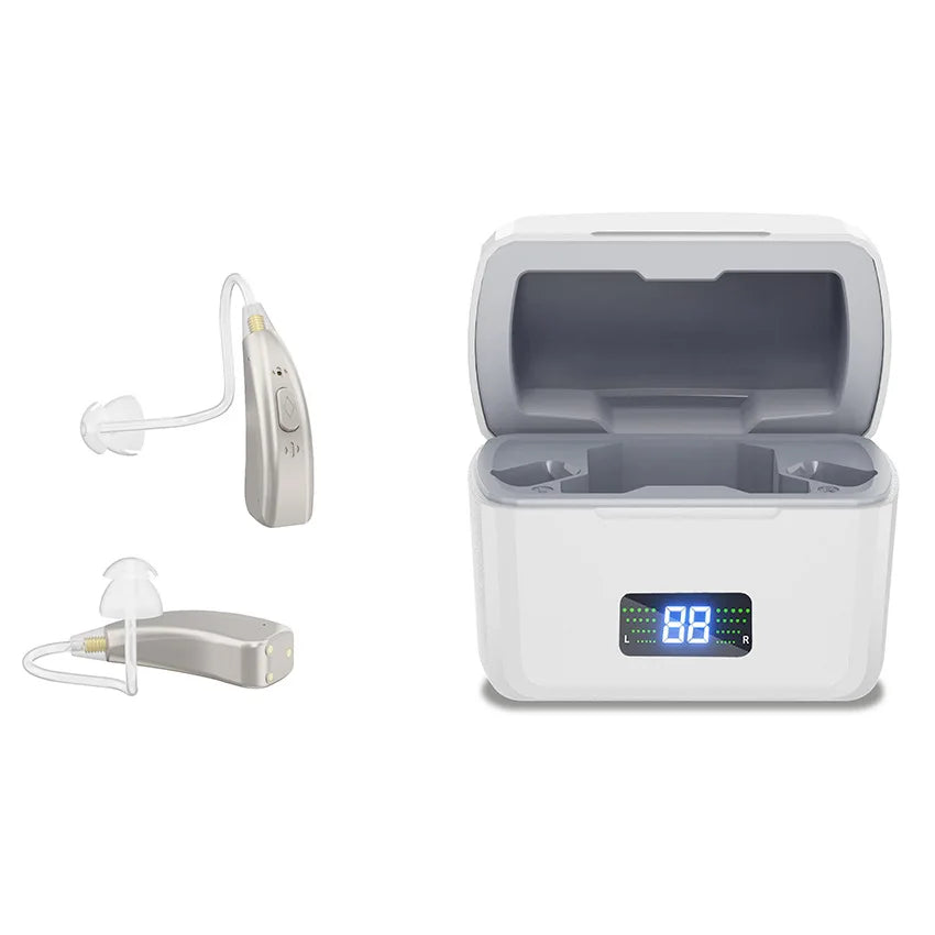 Digital 16-Channel Rechargeable hearing aids Multi-Mode BTE Hearing Aid High Performance Concealed In-Ear for Seniors