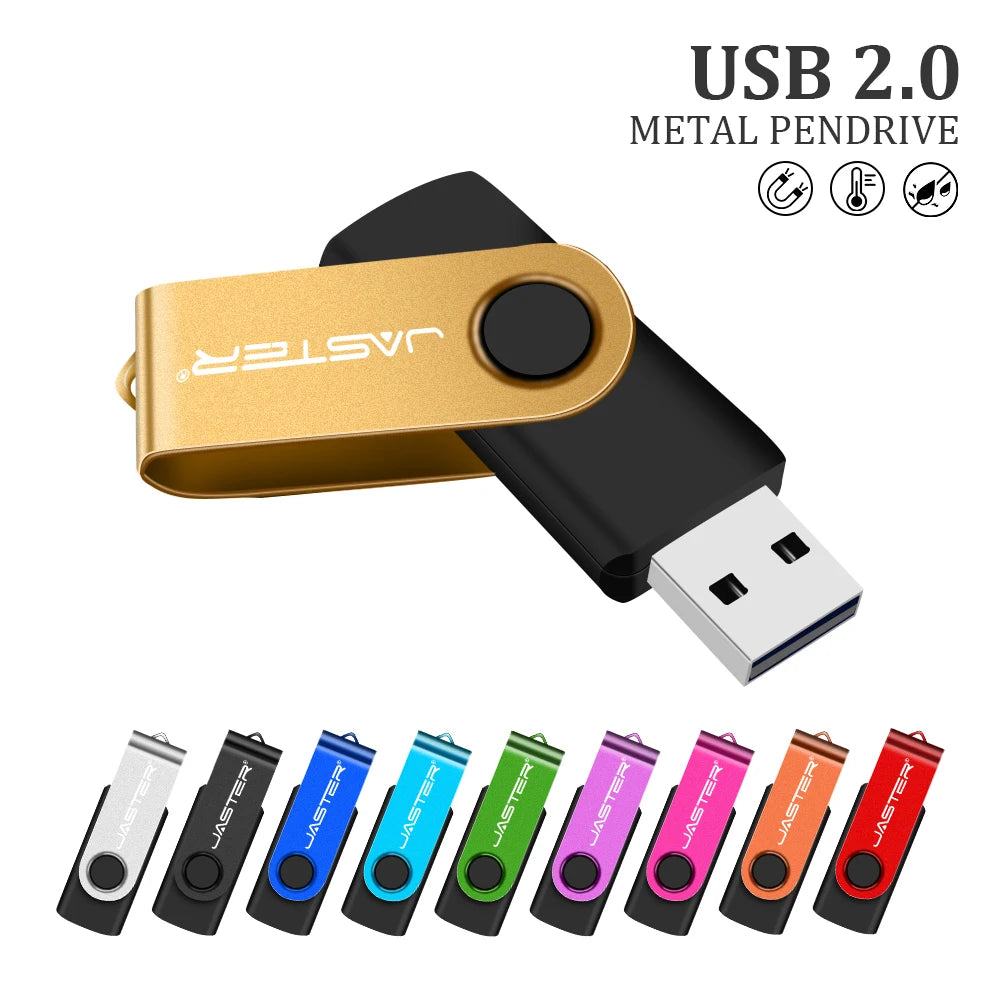 JASTER Obrotowy Pendrive USB 128GB Prezent Biznesowy Pamięć Flash 64GB Metalowy Pendrive 32GB Rzeczywista Pojemność Pendrive USB 16GB 8GB 4GB