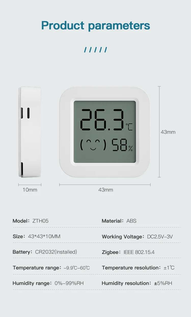 Tuya Zigbee Temperature Humidity Sensor Mini Screen Thermometer For Smart Home Automation Work with Google Home Alexa