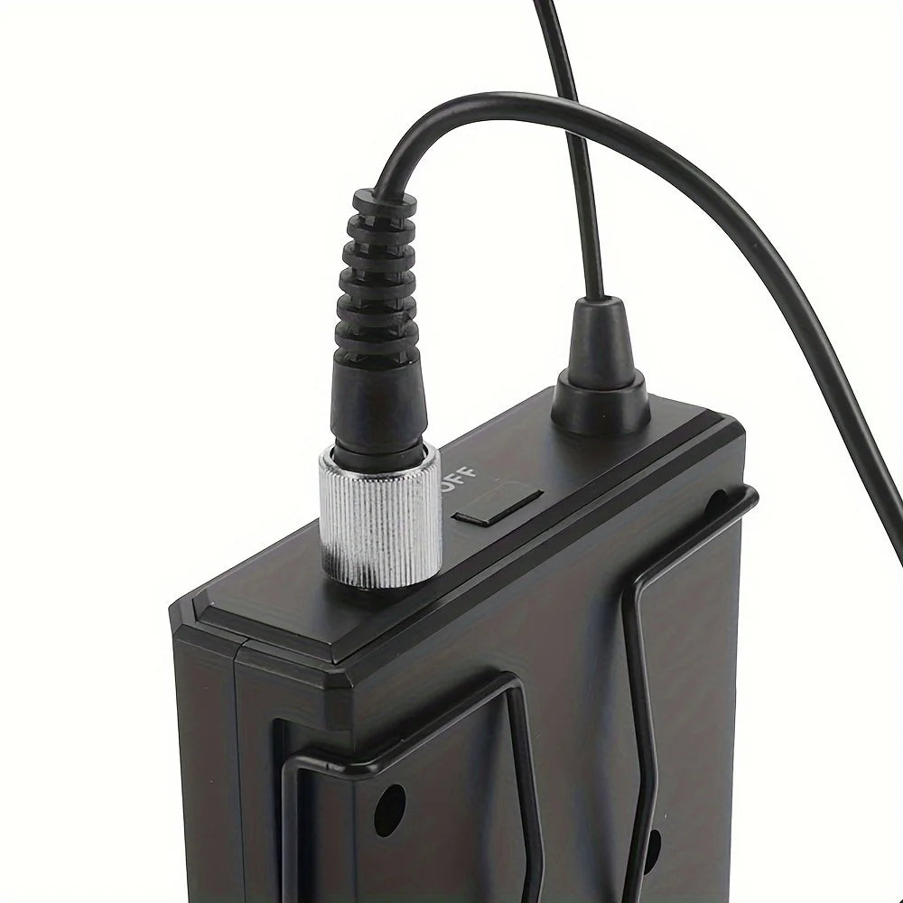 Headset microphone with noise-canceling earpiece, compatible with belt-pack transmitter, ideal for teaching and conferences.