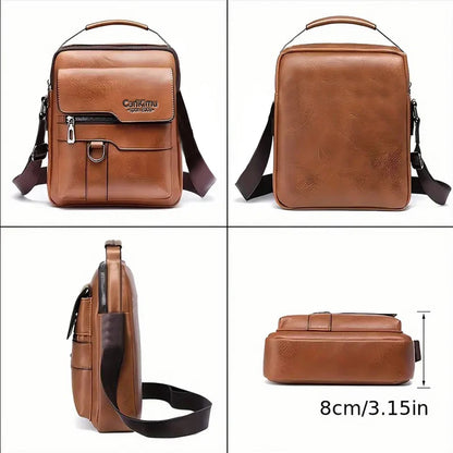 Sleek Multi-color Faux Leather Crossbody Bag Adjustable-strap Lightweight for Daily Commute Casual Stylish Functional Men’s Bag
