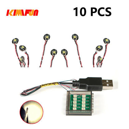 10PCS 0.8mm Pin RGB LED For LEGO Building Blocks USB Lamp DIY Street Light City Electric Decorate 1X1 Brick Compatible All Brand