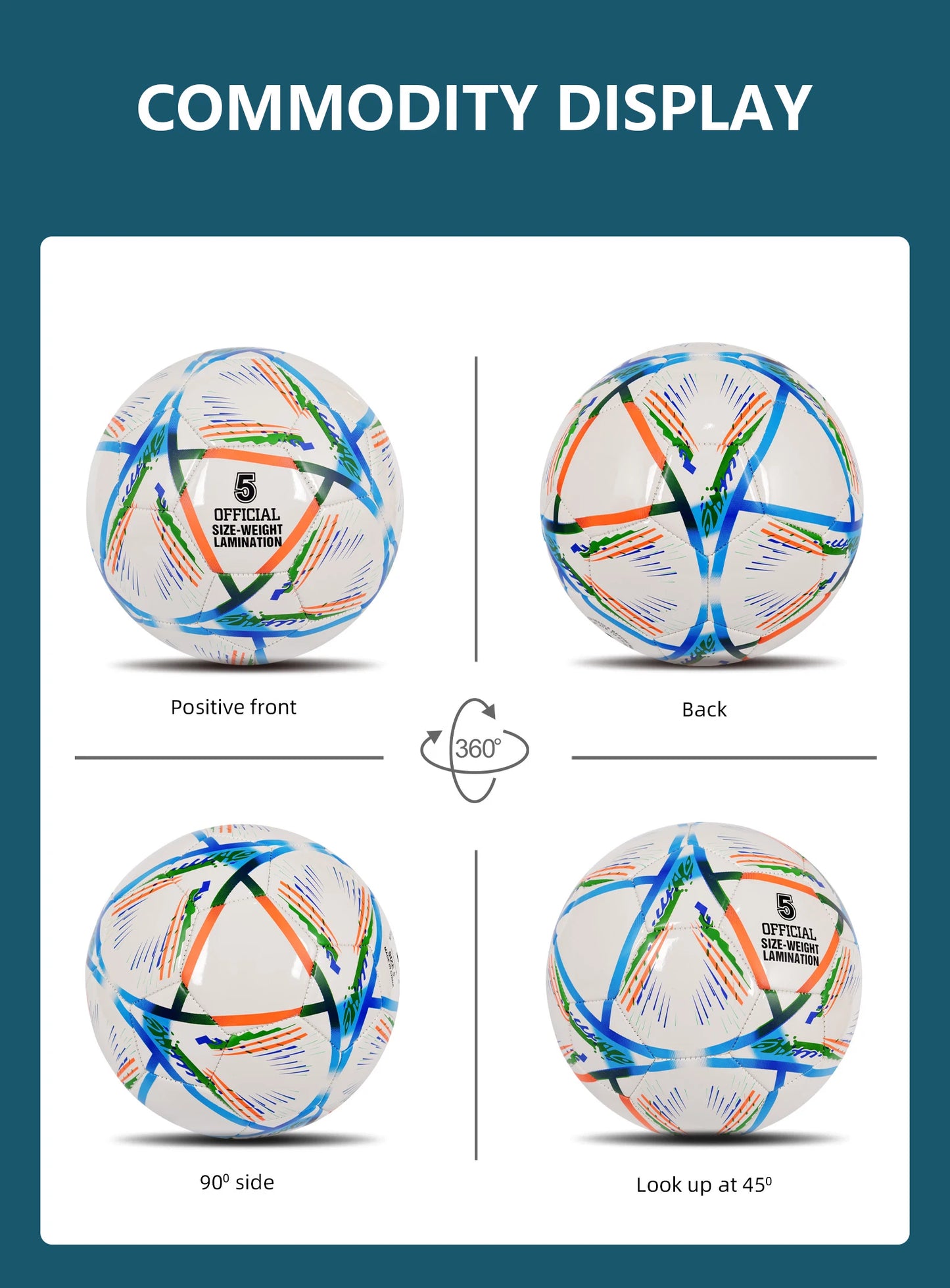Soccer Ball-Size 5 White Pu For Kids&Adult Youth Men Official Match Game Training Soccer Balls Durable In&Outdoor Football Team