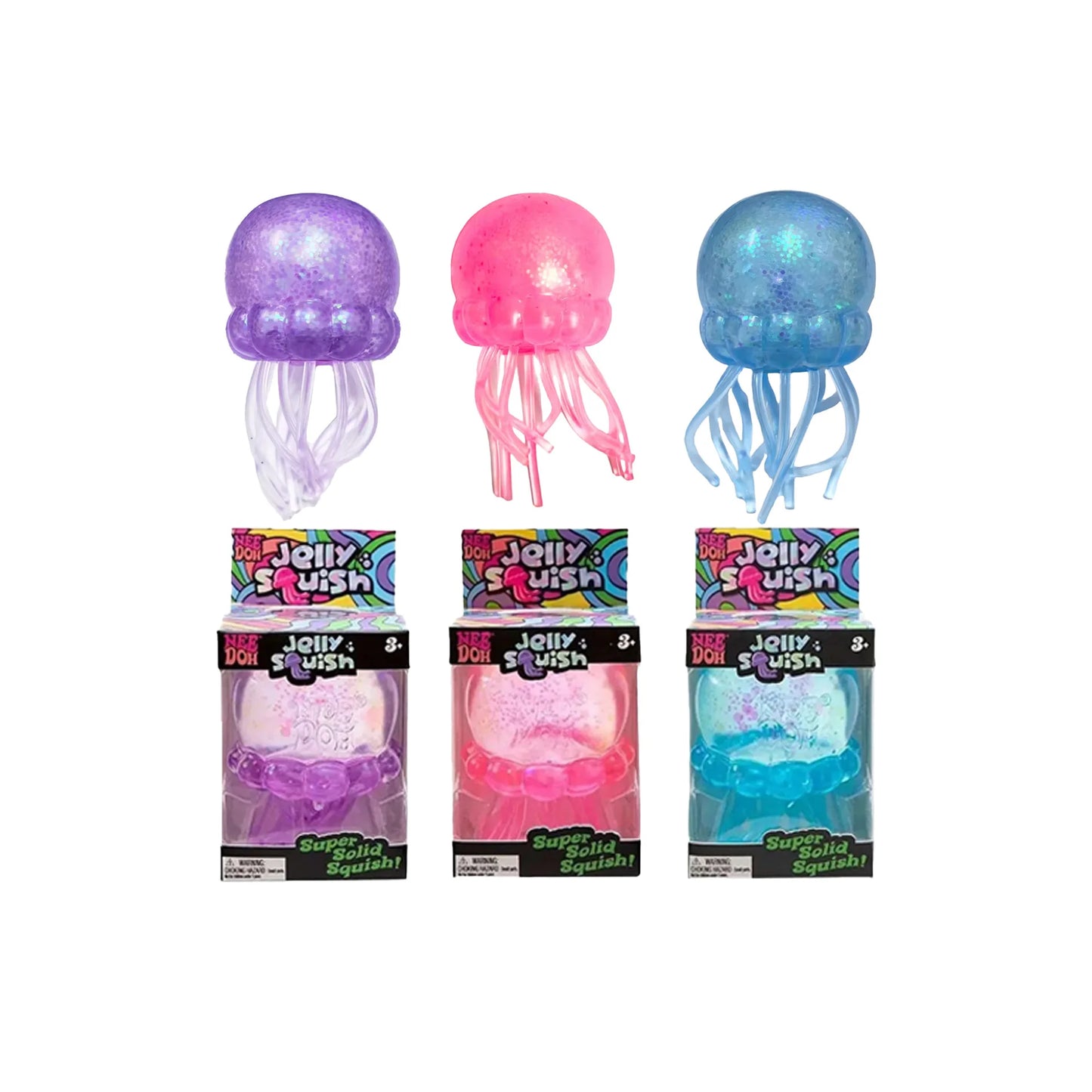 Glitter Octopus Squishy Toy Soft Stress Relief Fidget Toy Squeeze Jellyfish Squishy Compression Decompression Toy for Kid Adults