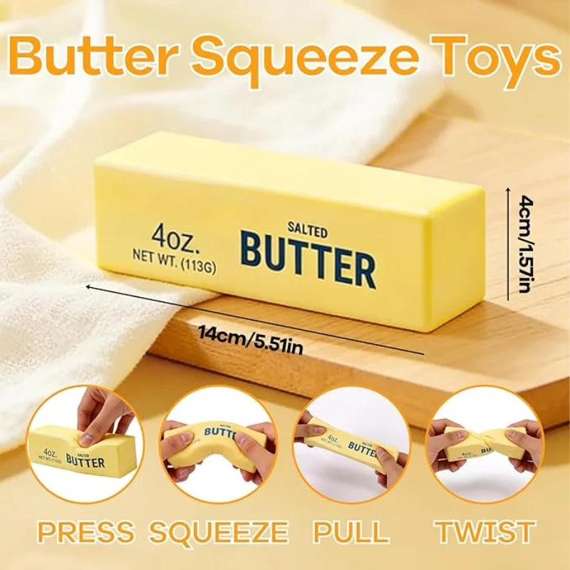 Soft Silicone Food Squishy Toy Butter Chocolate Block Slow Rebound Squeeze Toy Anxiety Relief Sensory Fidget Toy for Adults Gift