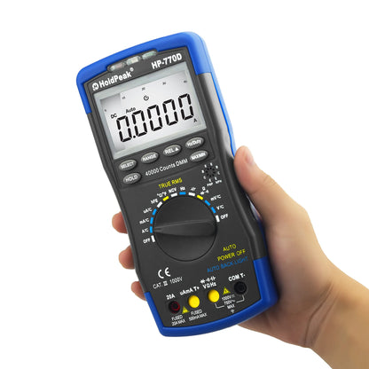 Miernik cyfrowy HoldPeak HP-770D True RMS automatyczny multimetr 40000 zliczeń do pomiaru omów woltów amperów tester pojemności