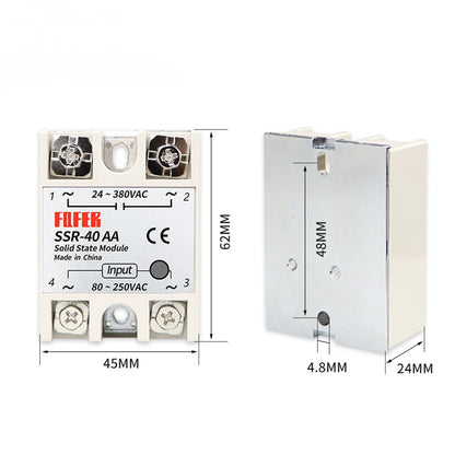 SSR-25AA 40AA 60AA AC Solid State Relay Single Phase AC-AC 80-250VAC Input 24-380VAC Output