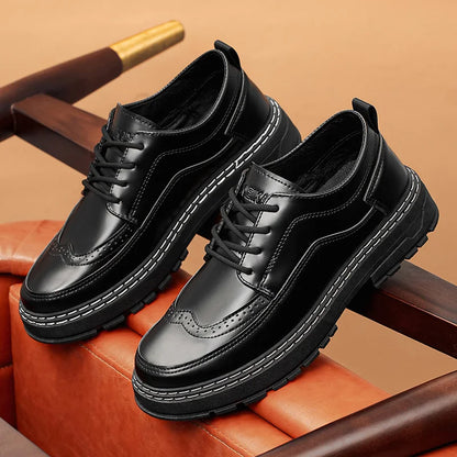 Men's Thick-Sole Leather Dress Shoes - Perfect for Office & Occasions