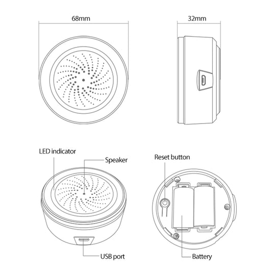 Tuya Zigbee Sound Light Sensor Smart Alarm Siren App Remote Control Home Security Protection System USB Sound Light Sensor