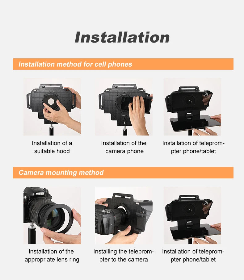 Soonpho F7 F8 Teleprompter for Tablet Laptop Smartphone Camera Bluetooth Portable Telepronter for Live Streaming Recording Video