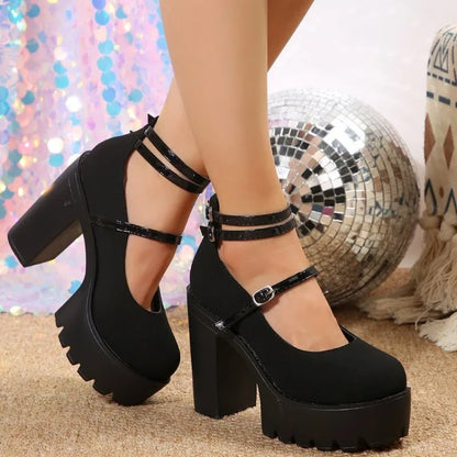 Fashion New High Heels Women Mary Janes Shoes Woman Platform Sandals Women Summer Dress Lolita Shoes Chunky Pumps