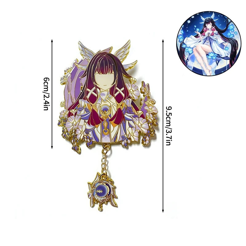 Genshin Impact Hard Enamel Pin Columbina Flins Odette Anastasya Badges Lapel Pin Cartoon Anime Brooches Backpack Decoration