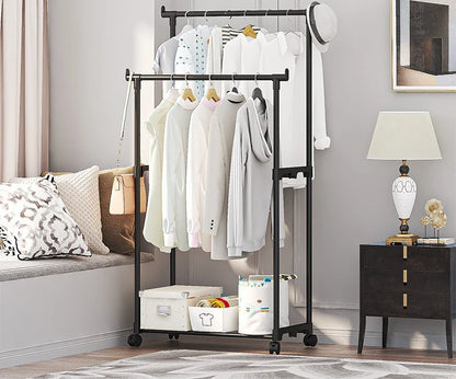 Home simple floor-standing clothes drying rack storage rack shoe and hat rack household coat rack multi-functional mobile balcon