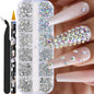 12grids Half Round Pearls Beads 3D Nail Charms 1.5/2/2.5/3/4/5mm White Flatback Pearls Nail Jewelry Nail Craft Pearl Rhinestones
