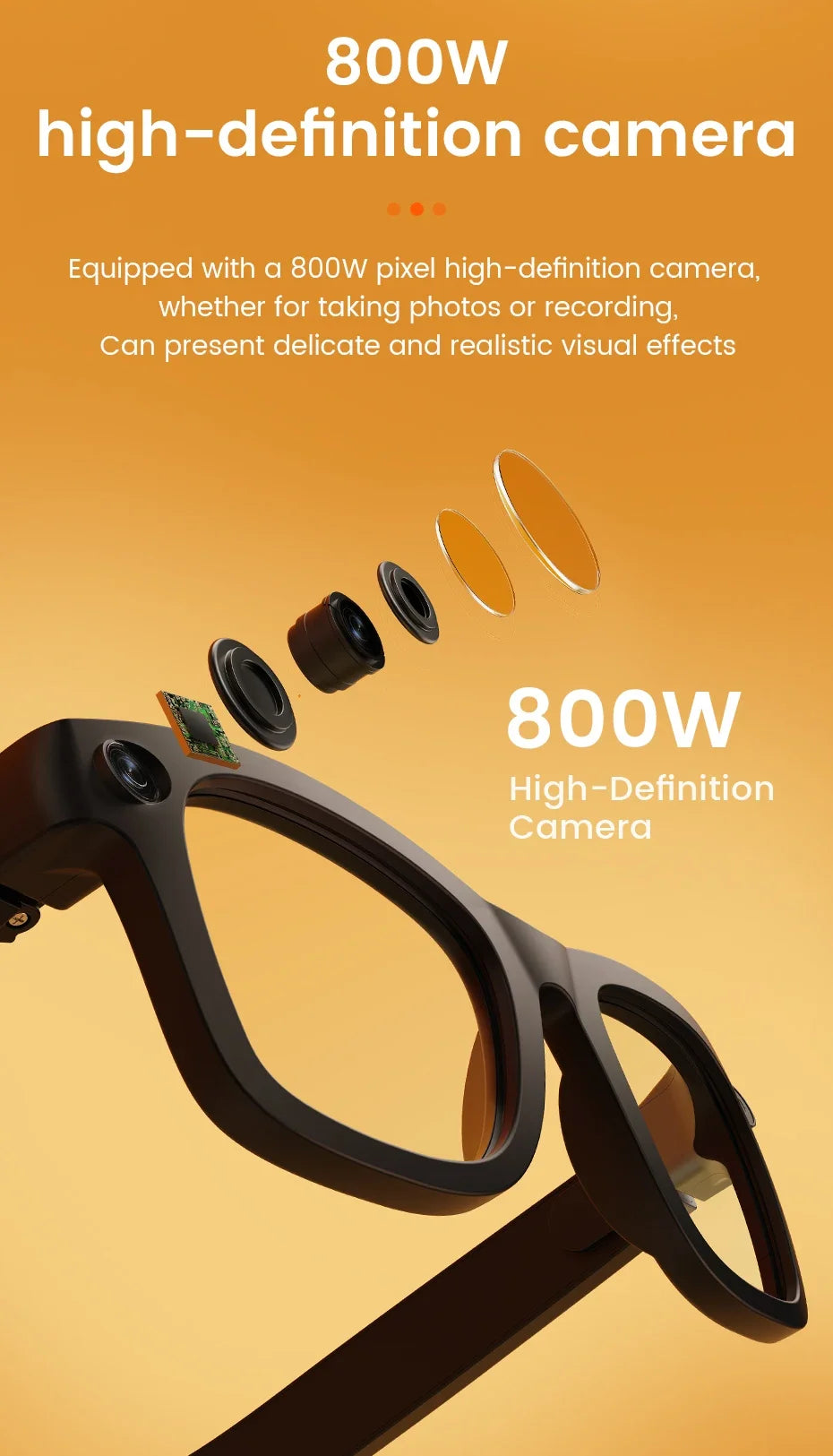 2026 New Smart Glasses 800W HD Camera AI All Things Recognition Recording and Video Calling Real-time Translation Smart Glasses