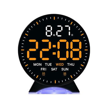 Digital Alarm Clock Week Date Second Hand Display Mood Light Dual Alarm Auto Dimmable Snooze Table Clock 12/24H DST LED Clock