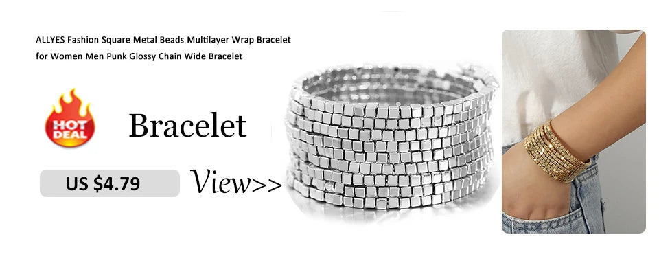 ALLYES Charm Triple Color Leather Bracelet for Women Bohemian Metal Beads Multilayer Thin Strip Wrap Bracelets Fashion Jewelry