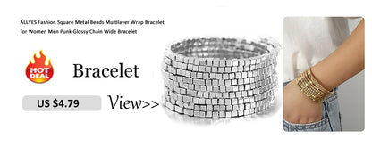 ALLYES Charm Triple Color Leather Bracelet for Women Bohemian Metal Beads Multilayer Thin Strip Wrap Bracelets Fashion Jewelry