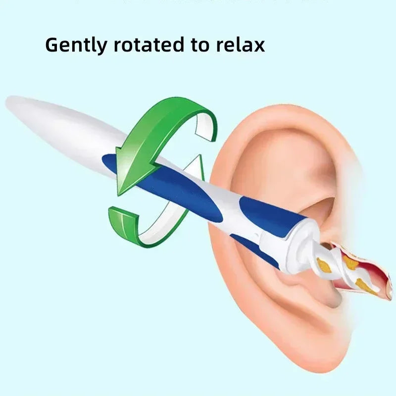 Soft Silicone Ear Wax Removal Tool with 16 Spiral Replacement Heads Ear Cleaning Ear Cleaner Plugs for Ear Care