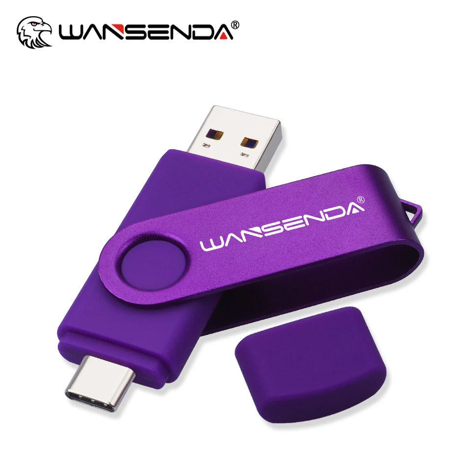 WANSENDA TYPE C USB 3.0 Pendrive Metalowy Pen Drive 512GB 256GB 128GB 64GB 32GB 16GB Pamięć USB 2 W 1 Szybkie Pendrive'y