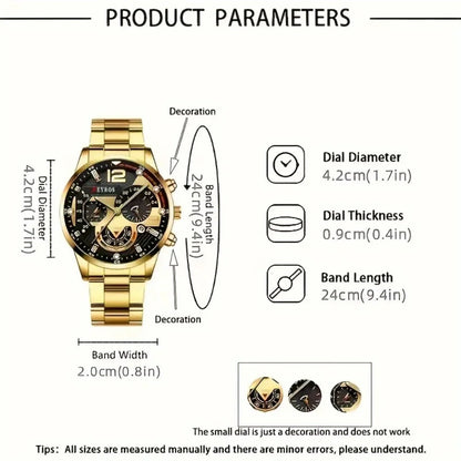5 Pieces/set of Business Men's Watch Set Simple Casual Quartz Watch Pointer Alloy Dial Men Watch Set Is The IdealChoice forGifts