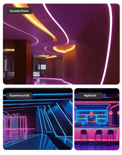 1M-10M LED Neon Rope Tube Soft Silicone Diffuser Channel Black/White Flexible Ribbon Strip Light for Recessed Channel