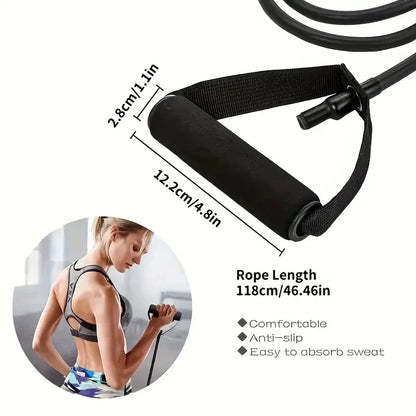 5 Levels Yoga Fitness Tensioner Resistance Band With Handles, Elastic TPE Straight Bar Yoga Pull Rope Fitness Exercise Tube Band