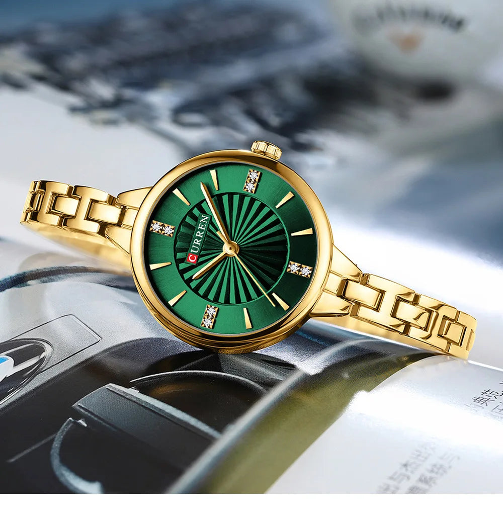 CURREN 9097 Elegant Women's Quartz Watch Luxury Stainless Steel Strap Women's Watch часы женские наручные