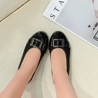 Women Flat Shoes Comfortable Slip On Loafers Vintage Square Buckle Soft Sole Ballet Flats Spring Office Work Casual Footwear