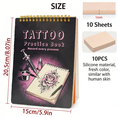 SUANGL Tattoo Practice Skin Book Set-10 Sheets of 1mm Double-side Skin Suitable for Beginners and Studio Students To Practice