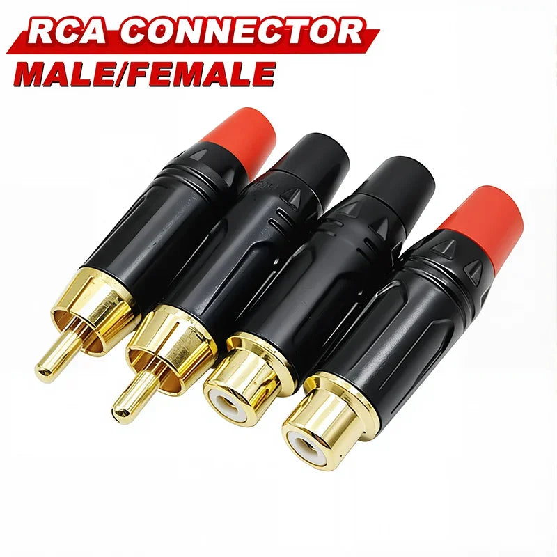 2/4/8Pcs Gold RCA Plug Male Plug Female Jack RCA Socket Connector for Audio Speaker Coaxial Cable Adapter